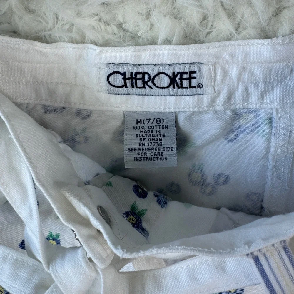 Cherokee‎ Girls 2 Piece Set Vest 10/12 + Skirt 7/8 White Blue Western Floral